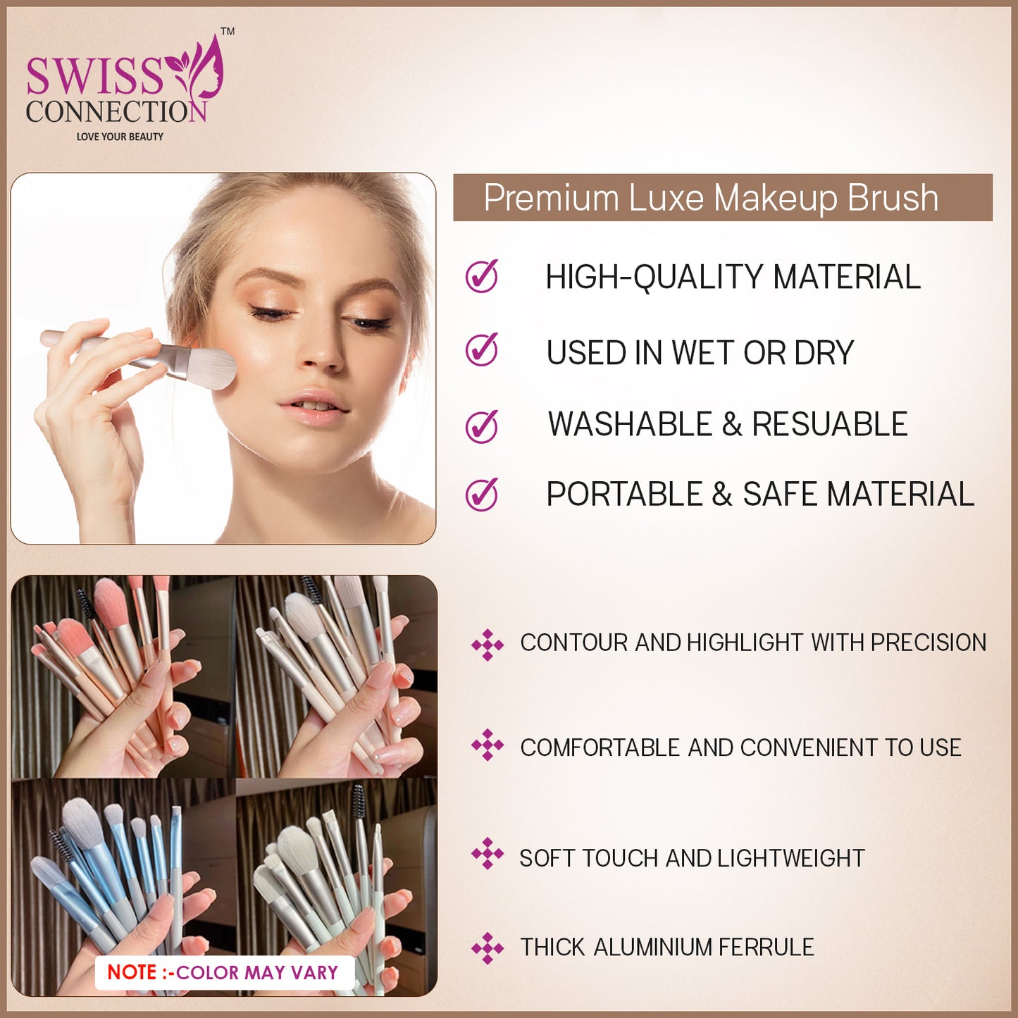 Swiss Connection 8Pcs Makeup Brush Set